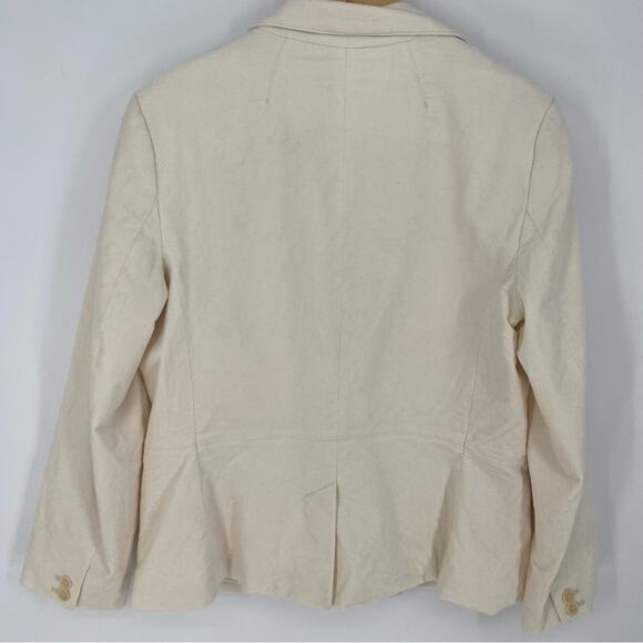 Talbots Blazer Velveteen Cream Professional Office Dressy Mature Minimalist 16 - Picture 2 of 7